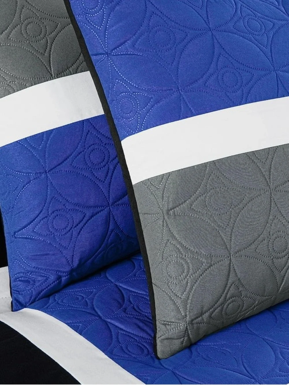Modern Blue, Black & Gray Geometric king 3 piece comforter set